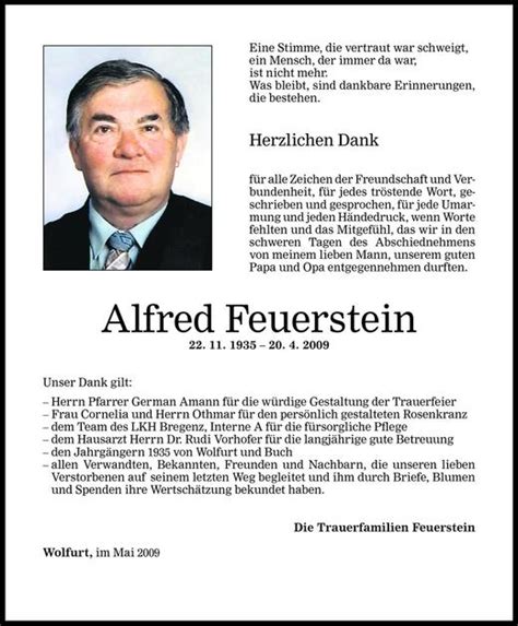 Todesanzeigen Von Alfred Feuerstein Todesanzeigen Vorarlberger