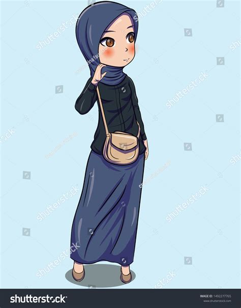 Vector Chibi Girl Hijab Stock Vector Royalty Free 1492277765