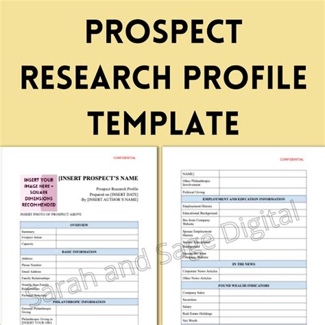 Prospect Research Profile Template Printable Editable Donor Etsy Uk