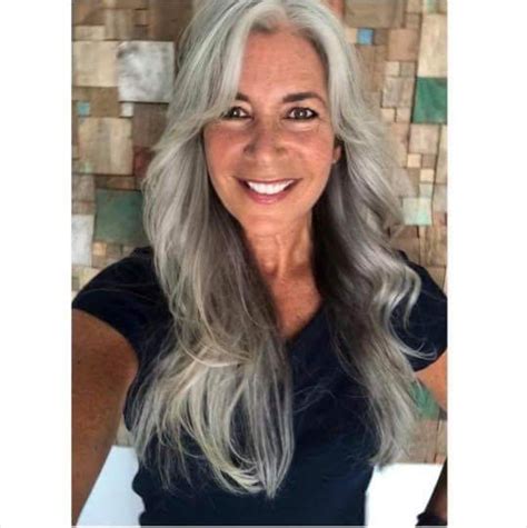 black and grey hair long gray hair beautiful women over 50 beautiful ladies layers and bangs