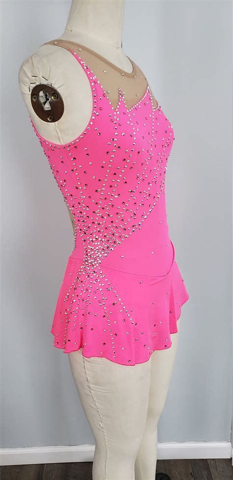 Beautiful Figure Skating Dress In Hot Pink Tricot Beaded With Etsy