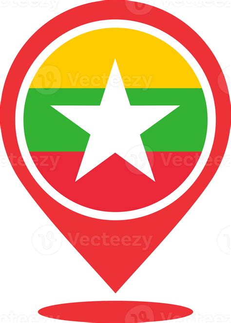 Myanmar Flag Pin Map Location 22110450 Png