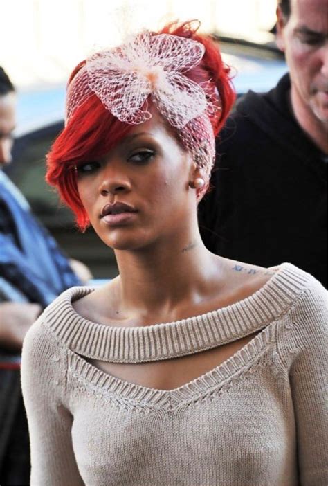 rihanna red updo with hair bow hairstyles ideas rihanna red updo with hair bow