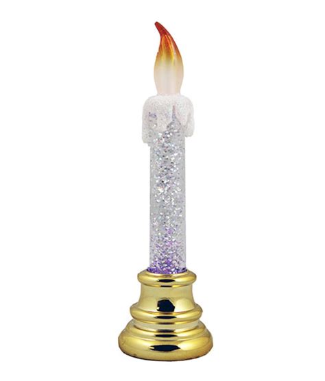 Penn 65 Led Lighted Color Changing Glitter Christmas Candle With Gold