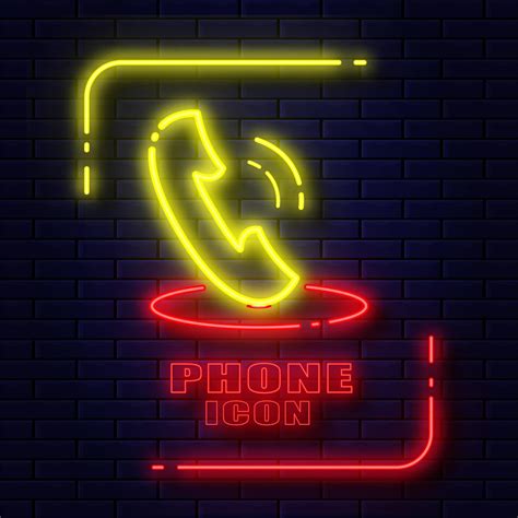 Neon Lines Glow Yellow And Red Phone Icon Website 14016803 Vector Art