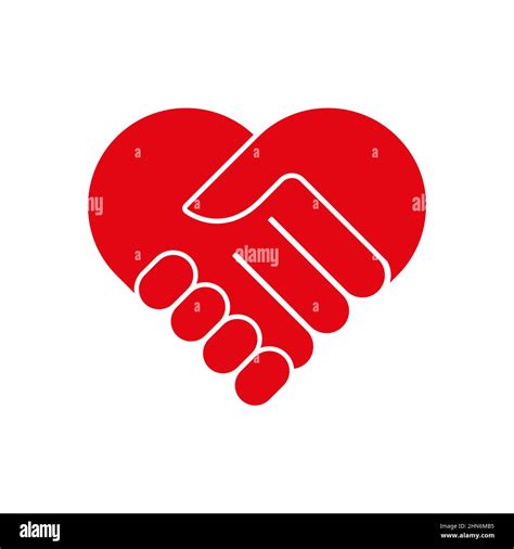 One Heart Two Hand Palms Care Love Symbol Red Heart Handshake Icon