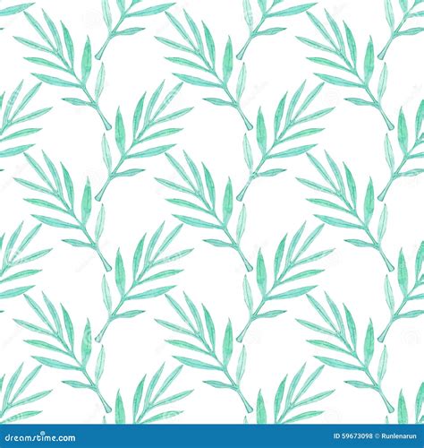 Palm Branch Seamless Pattern With Leaves Hand Drawn Background