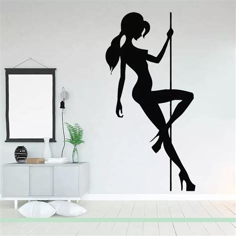 striptease vinyl wall stickers sexy naked girl pole dance wall decal