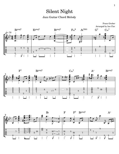 Silent Night Jazz Guitar Chord Melody By Franz Xaver Gruber Electric Guitar Digital Sheet