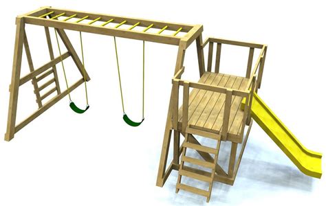 Free Plans 4x6 Diy Swing Set Plan With Monkey Bars Ladders And Slide
