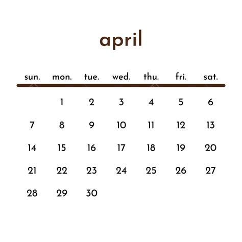 Brown April 2024 Calendar Template Design Vector April 2024 Calendar