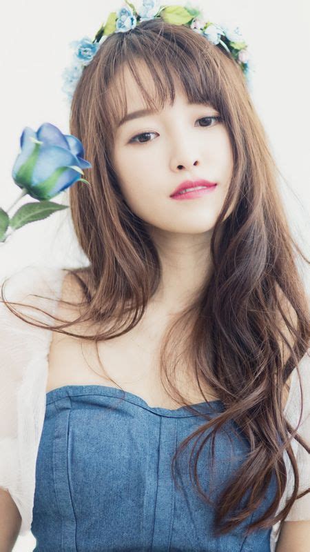 Beautiful Korean Girl With Blue Rose Wallpaper Download Mobcup