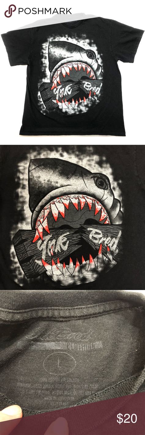 NEW Shark Graphic Tee Shirt Size Large Brand is ink bred-cool shark gambar png