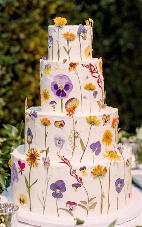 34 creative wedding cakes that are so pretty fresh pressed flower wedding cake