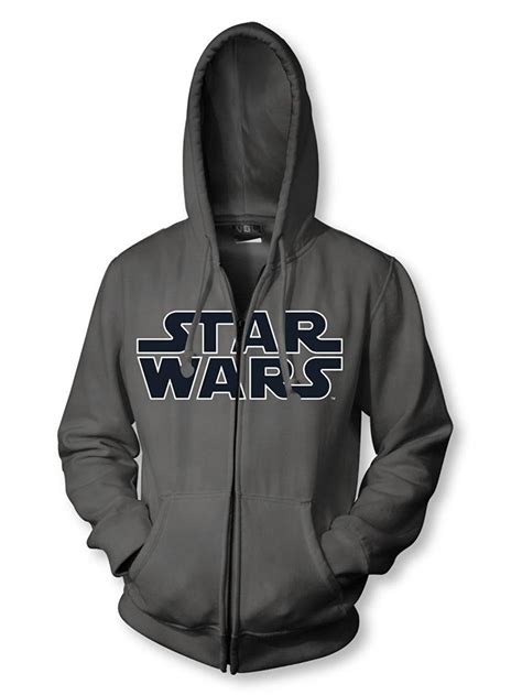 Star Wars Logo Zip Up Charcoal Sweatshirt Hoodie