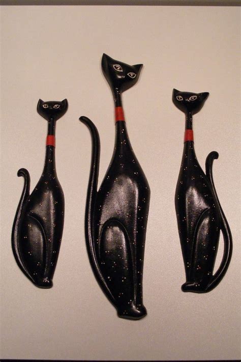 mid century sexton siamese 3 cat wall hanging metal retro vintage made in usa cat wall wall