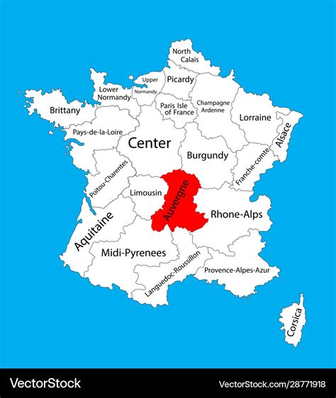 Map State Auvergne Location On France Royalty Free Vector