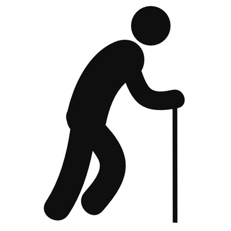 Standing Old Man Silhouette With A Walking Stick Free Icon Old Man With