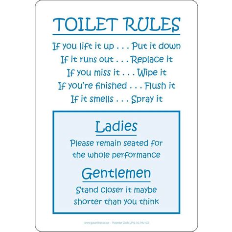 Toilet Rules Sign Jps Online