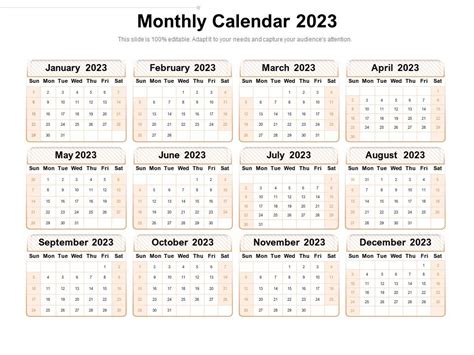 Monthly Calendar 2023 Presentation Graphics Presentation Powerpoint