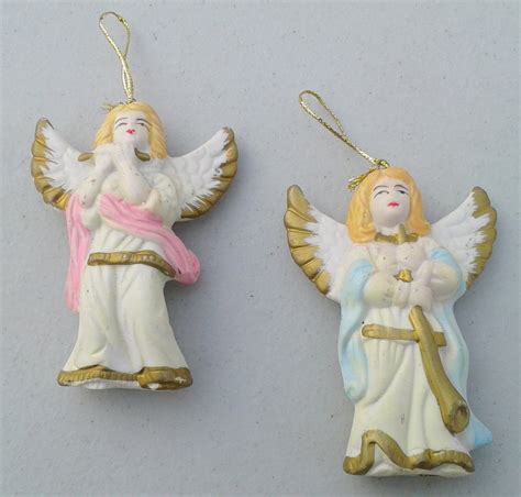 Ceramic Christmas Angel Ornaments Set Of 2 Angels