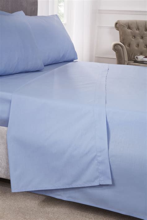 Percale Collection 180 Thread Count Percale Flat Sheet In Blue