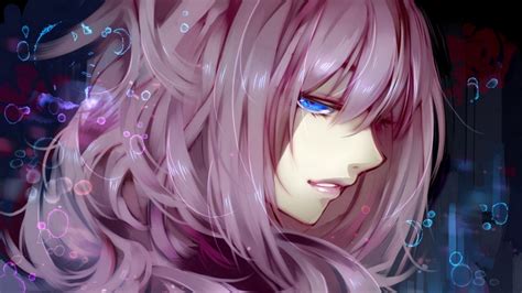 Download Wallpaper 1920x1080 Anime Girl Purple Hair Look Full Hd Hdtv Fhd 1080p Hd Background