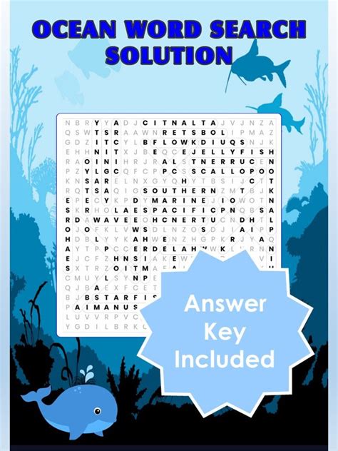 Ocean Word Search Printable Pdf Large Word Search Puzzle Etsy Australia