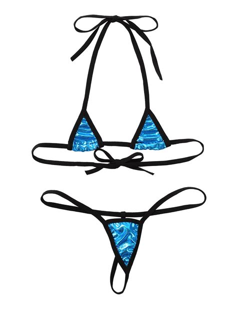 Iefiel Womens Halter Micro Thong Bikini Mini Tie Side Extreme Swimwear