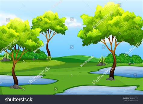 Green Nature Landscape Illustration Stock Vector Royalty Free
