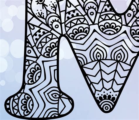 Download Mandala M Letter SVG Papercut Template Dxf Coloring Page M ...