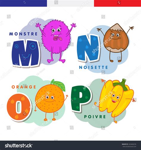 French Alphabet Monster Hazelnuts Orange Pepper Vector De Stock Libre