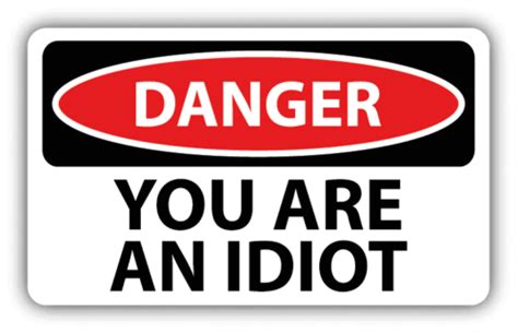 Danger You Are An Idiot Sign Warning Car Bumper Sticker Decal 6 X 4 Ebay