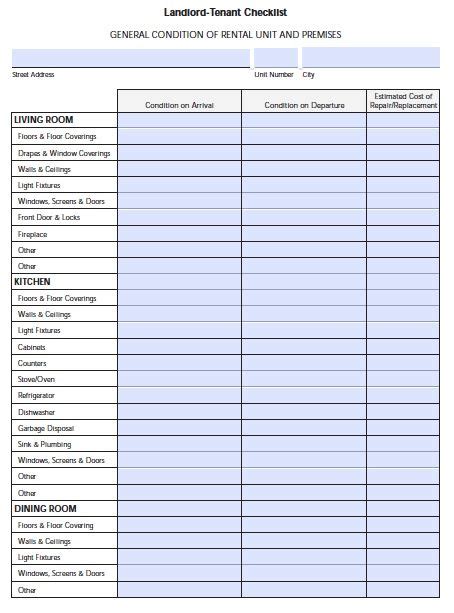 florida landlord tenant move  checklist  template