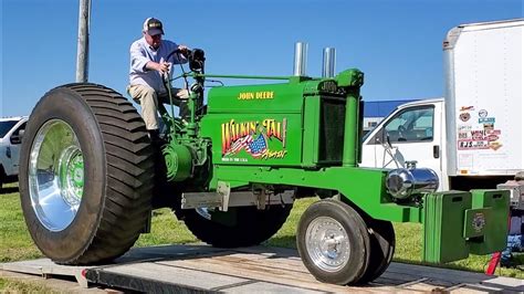 John Deere G Pulling Tractor On Cut Tires Sounds Insane Youtube