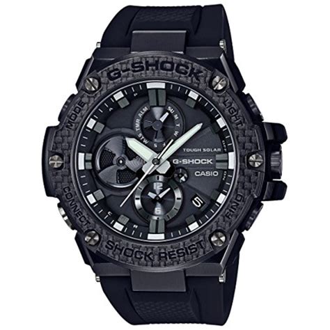 Mens Casio G Shock G Steel Black Carbon And Resin Bluetooth Watch Gstb100x 1a
