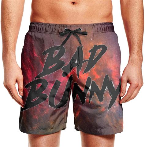 Kfgcvdz Adult Mens Bad Bunny Beach Shorts Fashion Drawstring Quick