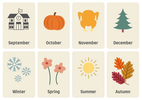 Printable Months Of The Year Flashcards Etsy