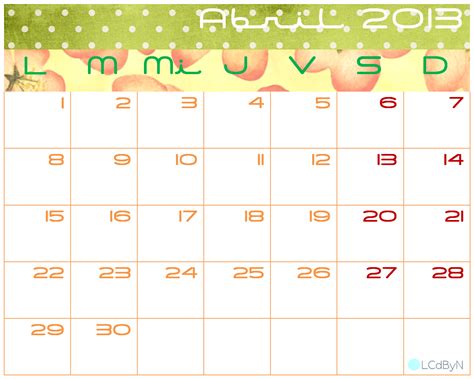 Creacionesbn Calendario Abril