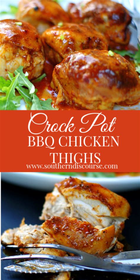 Check out all our favorite recommendations for cookbooks, slow cookers and low carb essentials in our amazon influencer shop. Easy Crock Pot BBQ Boneless Chicken Thighs - a southern discourse | Chicken crockpot recipes ...