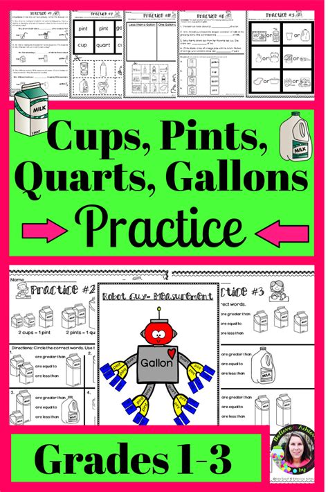 Free Printable Cups Pints Quarts Gallons Worksheet
