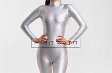 spandex silver shiny catsuit lycra bodysuit metallic zentai hologram catsuits gato hiro