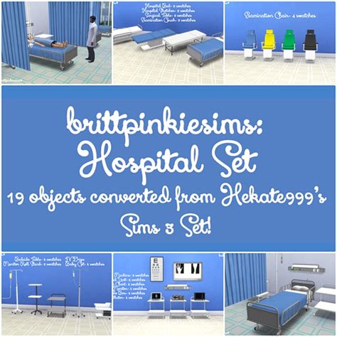 Больничный набор Hospital Set By Brittpinkiesims Мебель для Sims 4