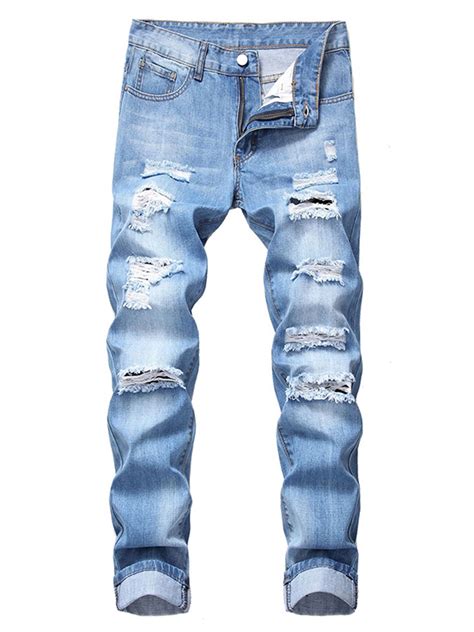 Fast Delivery To Your Door Hungson Men S Stretchy Ripped Skinny Jeans Taped Slim Fit Denim Jeans