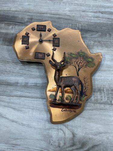 Vintage 1979 Gastone Copper Wall Art Africa 3 D Relief Antelope Clock