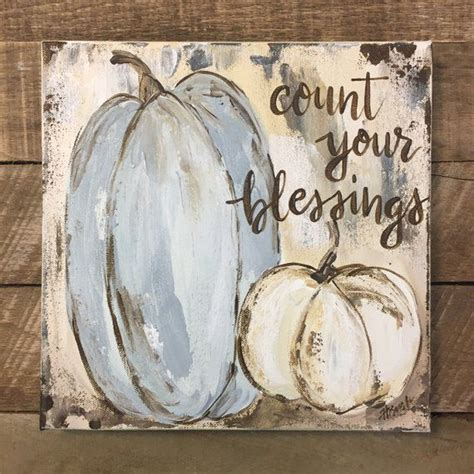 Pumpkin Art Print Count Your Blessings Pumpkin Decor Fall Etsy Fall