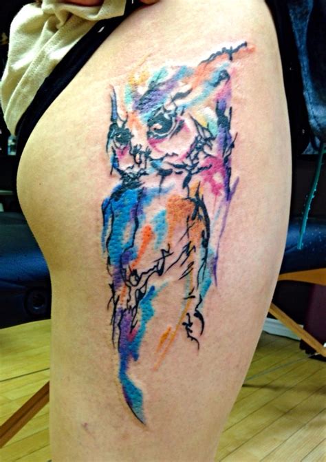 Watercolor Tattoo Abstract Watercolor Owl Tattoo Done By