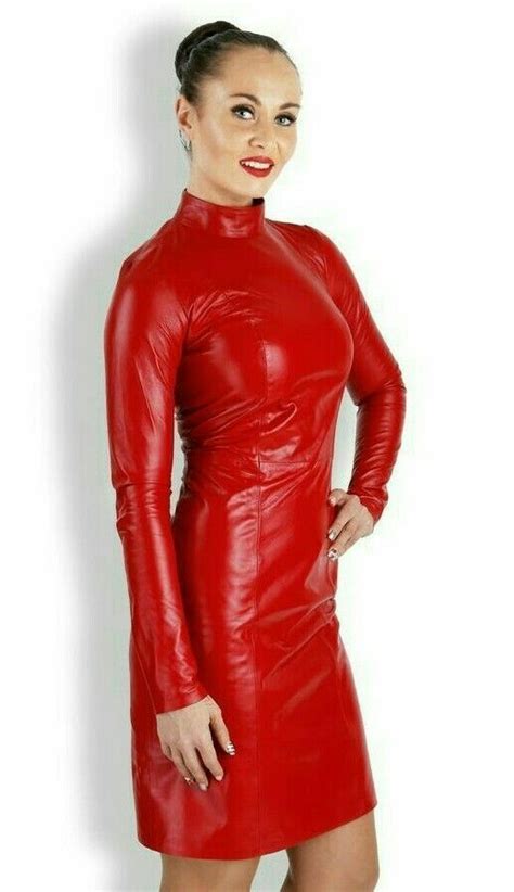 Leatherskirts Leather Sexyleather Leathertrousers Red Leather Dress Leather Dress Outfit