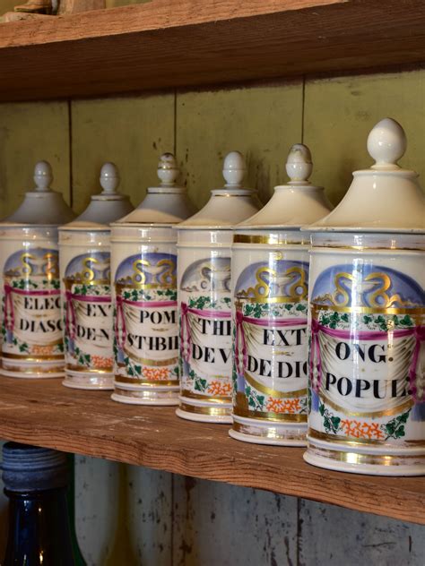 Collection Of 6 Antique French Apothecary Jars Apothecary Jars