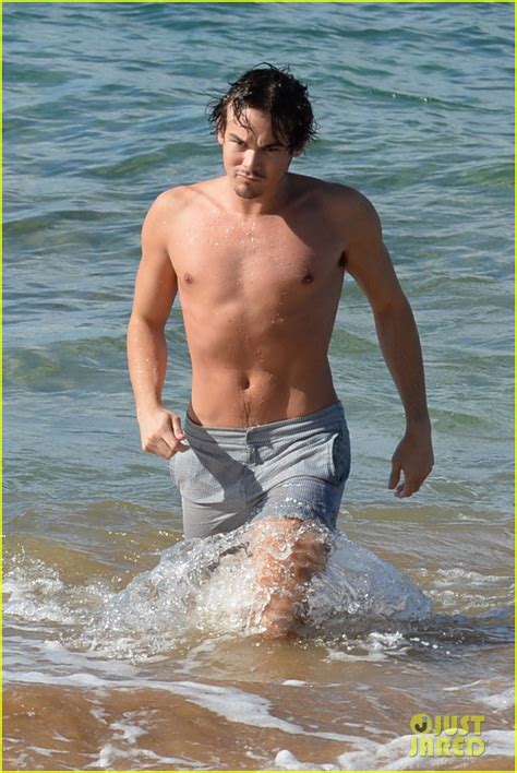 Full Sized Photo Of Tyler Blackburn Shirtless Body On The Beach
